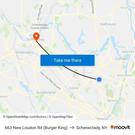 663 New Loudon Rd (Burger King) to Schenectady, NY map