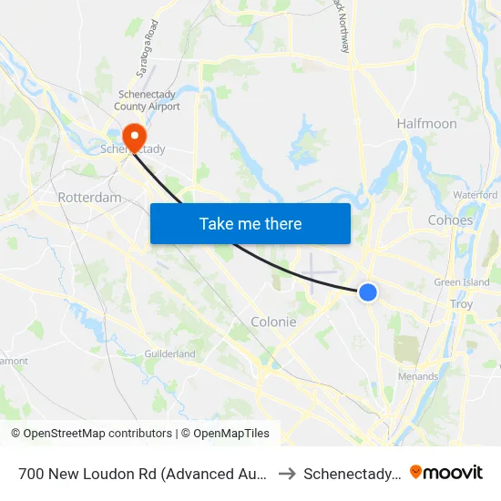 700 New Loudon Rd (Advanced Autoparts) to Schenectady, NY map