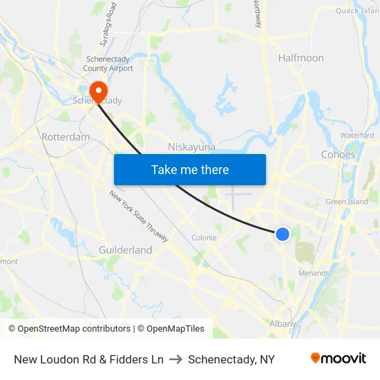 New Loudon Rd & Fidders Ln to Schenectady, NY map
