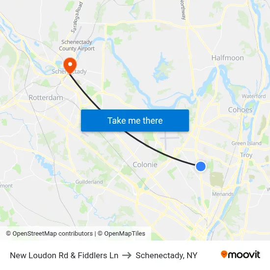 New Loudon Rd & Fiddlers Ln to Schenectady, NY map