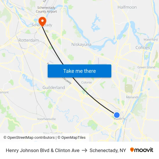 Henry Johnson Blvd & Clinton Ave to Schenectady, NY map