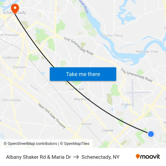 Albany Shaker Rd & Maria Dr to Schenectady, NY map