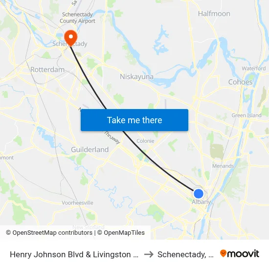 Henry Johnson Blvd & Livingston Ave to Schenectady, NY map