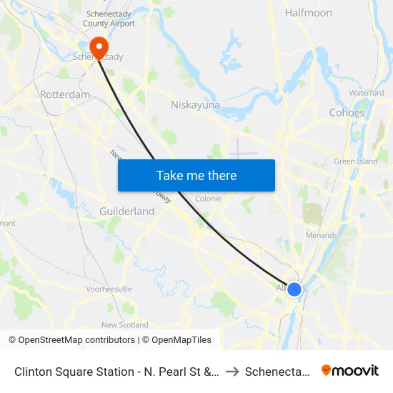 Clinton Square Station - N. Pearl St & Clinton Ave to Schenectady, NY map
