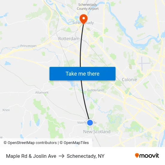 Maple Rd & Joslin Ave to Schenectady, NY map