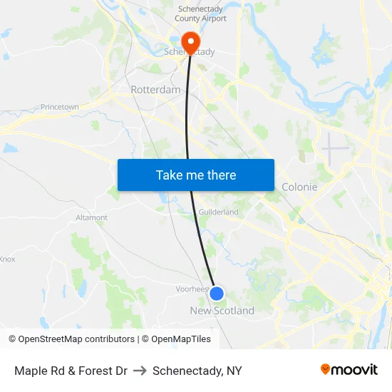 Maple Rd & Forest Dr to Schenectady, NY map
