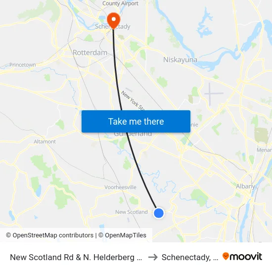 New Scotland Rd & N. Helderberg Pkwy to Schenectady, NY map