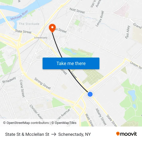 State St & Mcclellan St to Schenectady, NY map