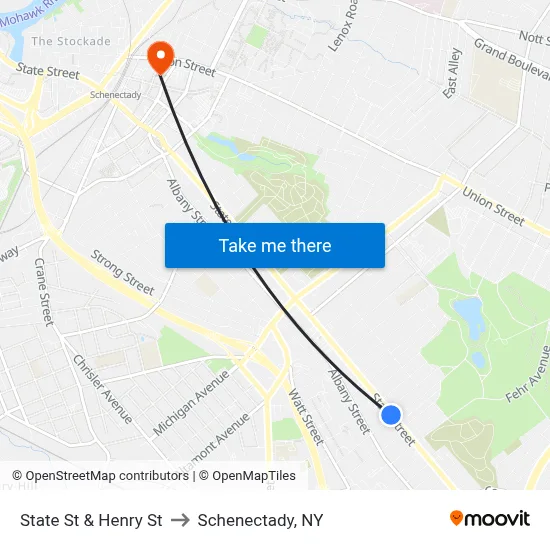 State St & Henry St to Schenectady, NY map