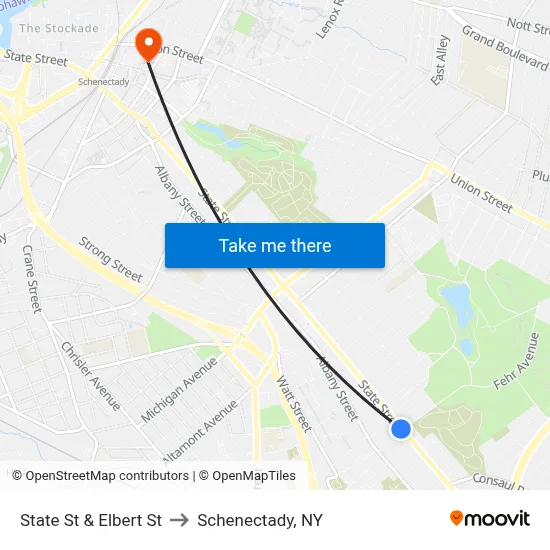 State St & Elbert St to Schenectady, NY map