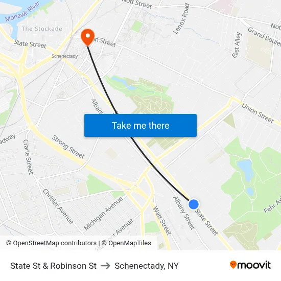State St & Robinson St to Schenectady, NY map