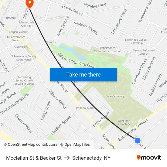 Mcclellan St & Becker St to Schenectady, NY map