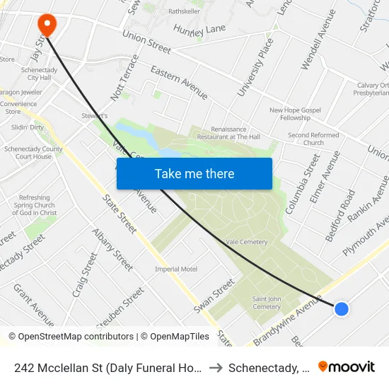 242 Mcclellan St (Daly Funeral Home) to Schenectady, NY map