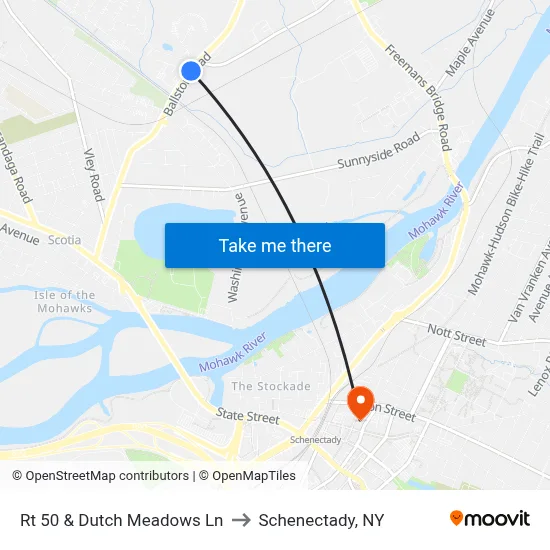 Rt 50 & Dutch Meadows Ln to Schenectady, NY map