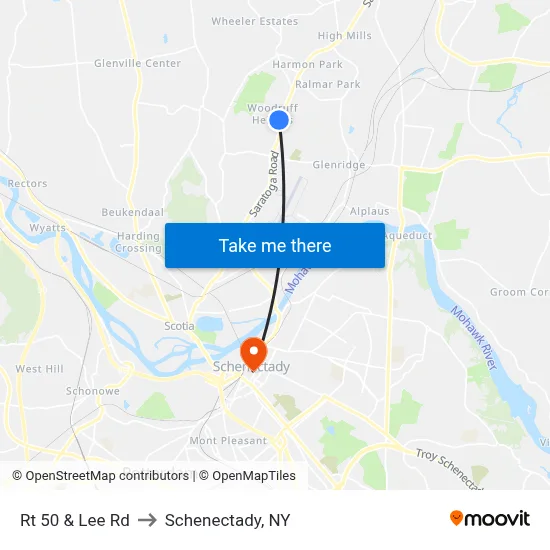 Rt 50 & Lee Rd to Schenectady, NY map