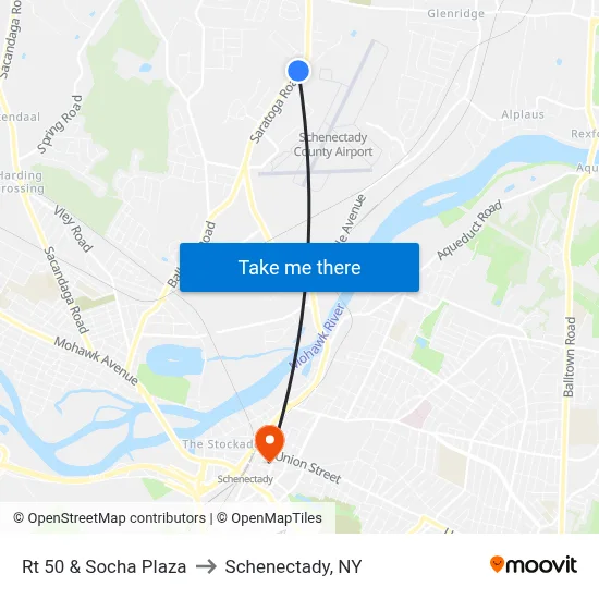 Rt 50 & Socha Plaza to Schenectady, NY map