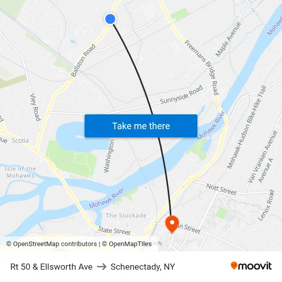 Rt 50 & Ellsworth Ave to Schenectady, NY map