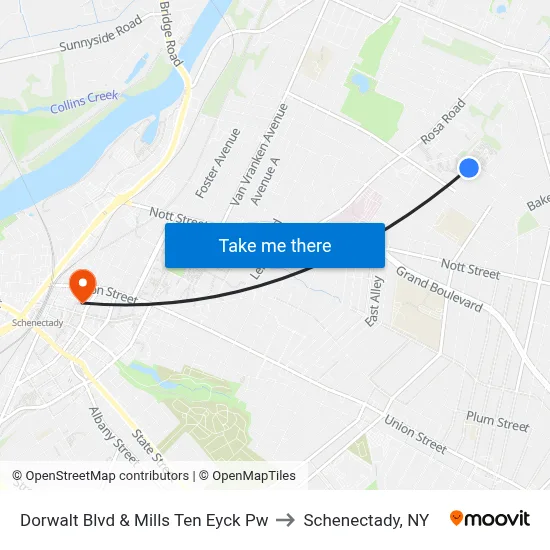 Dorwalt Blvd & Mills Ten Eyck Pw to Schenectady, NY map