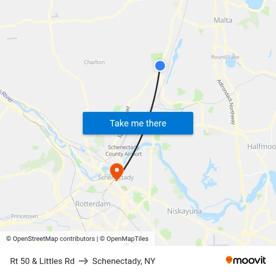 Rt 50 & Littles Rd to Schenectady, NY map
