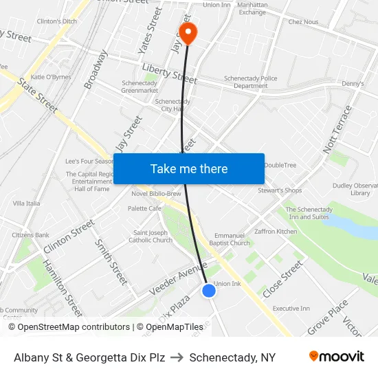 Albany St & Georgetta Dix Plz to Schenectady, NY map
