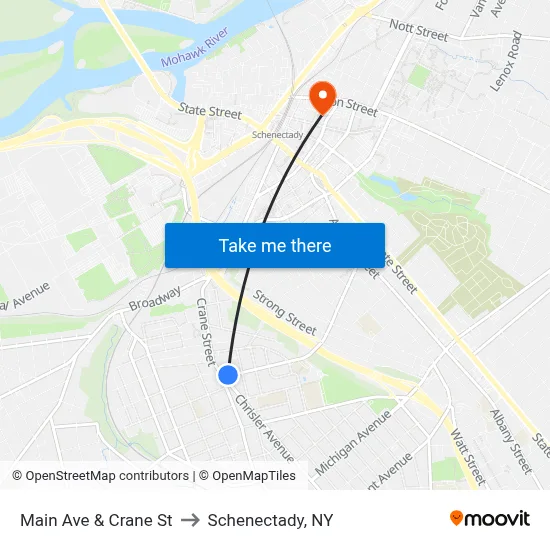 Main Ave  & Crane St to Schenectady, NY map