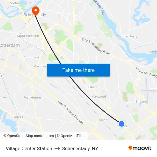Village Center Station to Schenectady, NY map