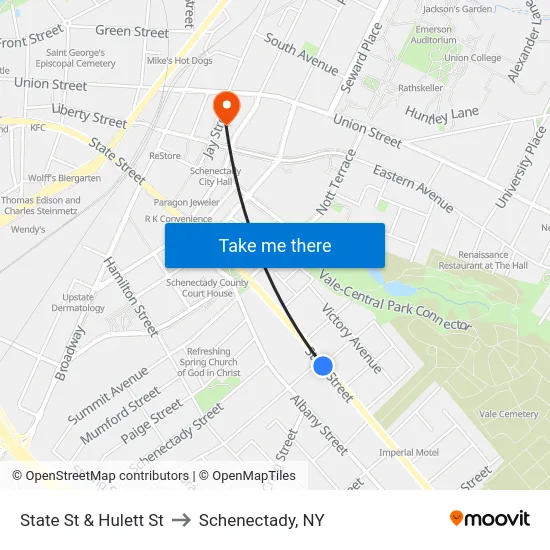 State St & Hulett St to Schenectady, NY map