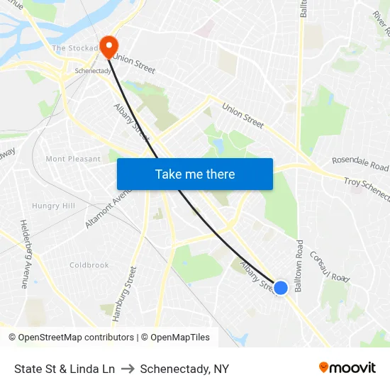 State St & Linda Ln to Schenectady, NY map