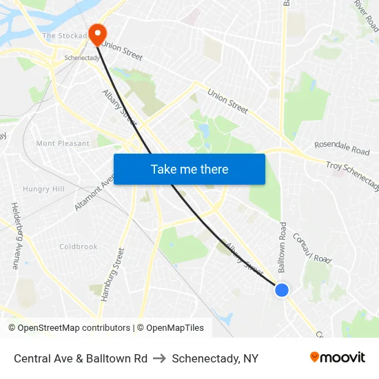 Central Ave & Balltown Rd to Schenectady, NY map