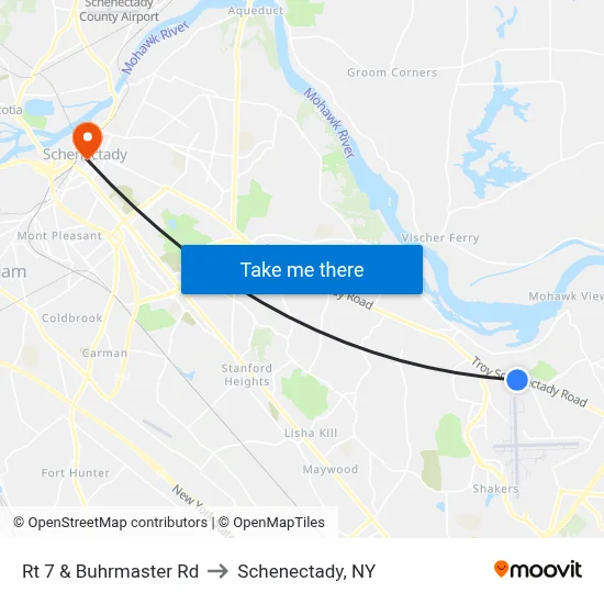 Rt 7 & Buhrmaster Rd to Schenectady, NY map