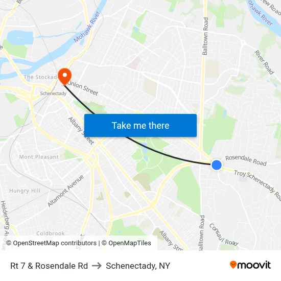 Rt 7 & Rosendale Rd to Schenectady, NY map