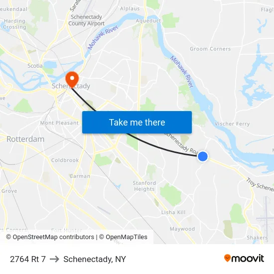 2764 Rt 7 to Schenectady, NY map
