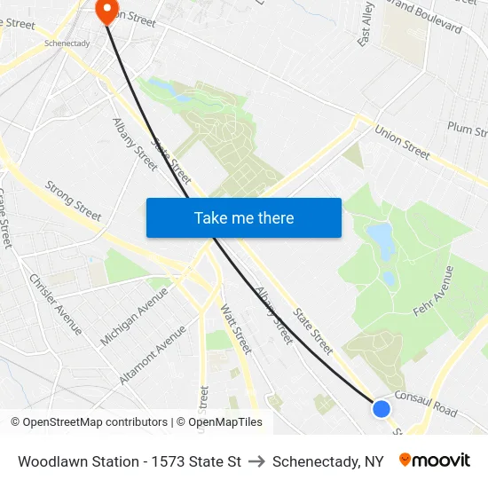 Woodlawn Station - 1573 State St to Schenectady, NY map