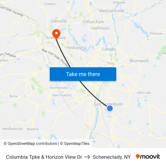 Columbia Tpke & Horizon View Dr to Schenectady, NY map