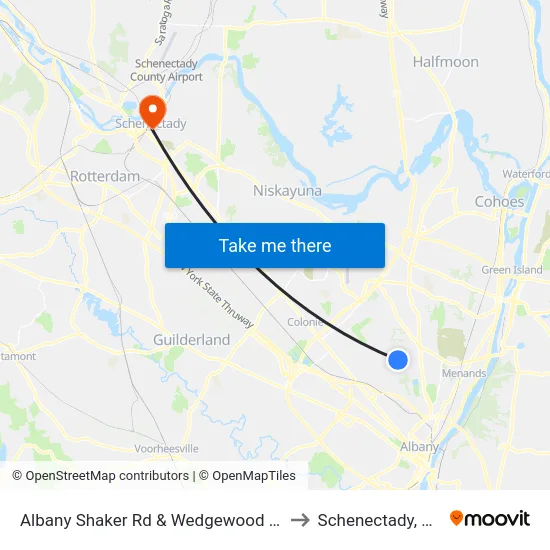 Albany Shaker Rd & Wedgewood Dr to Schenectady, NY map