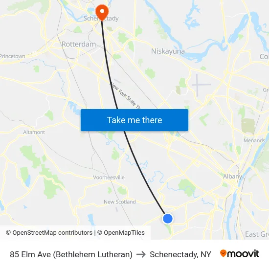 85 Elm Ave (Bethlehem Lutheran) to Schenectady, NY map