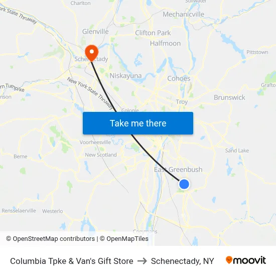 Columbia Tpke & Van's Gift Store to Schenectady, NY map
