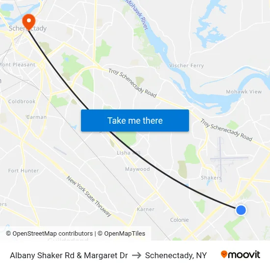 Albany Shaker Rd & Margaret Dr to Schenectady, NY map