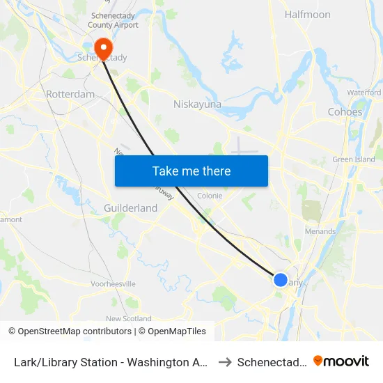 Lark/Library Station - Washington Ave & Lark St to Schenectady, NY map