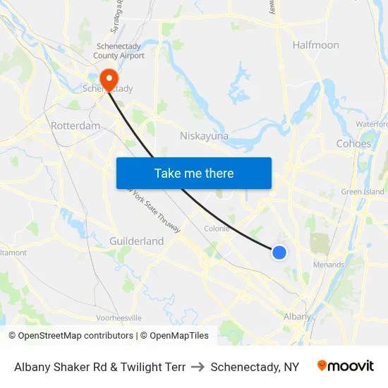 Albany Shaker Rd & Twilight Terr to Schenectady, NY map
