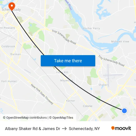 Albany Shaker Rd & James Dr to Schenectady, NY map