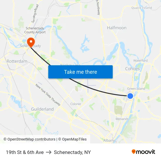 19th St & 6th Ave to Schenectady, NY map