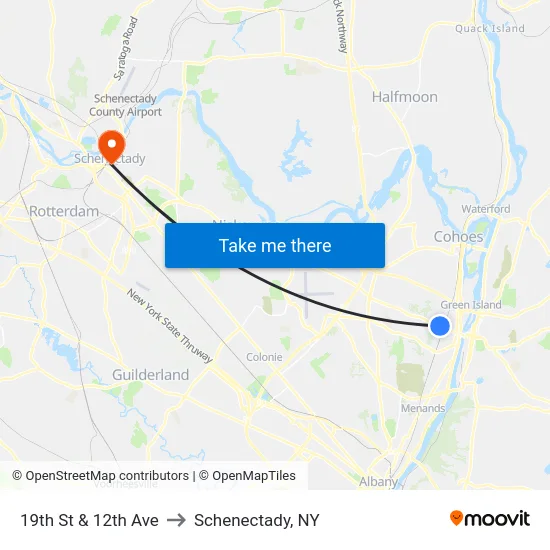 19th St & 12th Ave to Schenectady, NY map
