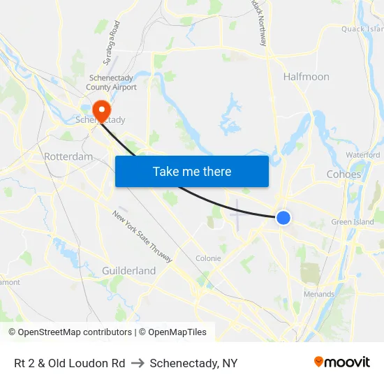 Rt 2 & Old Loudon Rd to Schenectady, NY map