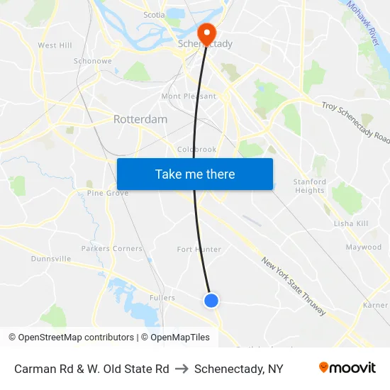 Carman Rd & W. Old State Rd to Schenectady, NY map