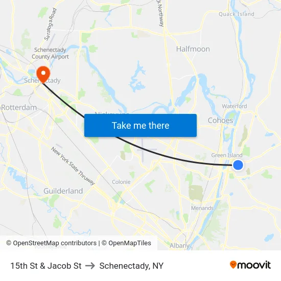 15th St & Jacob St to Schenectady, NY map