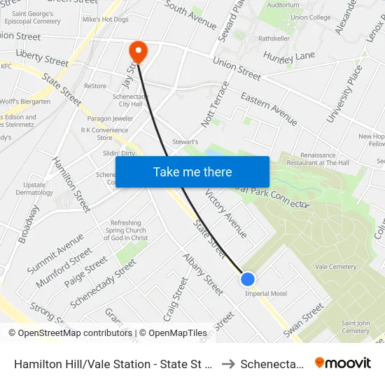 Hamilton Hill/Vale Station - State St & Steuben St to Schenectady, NY map