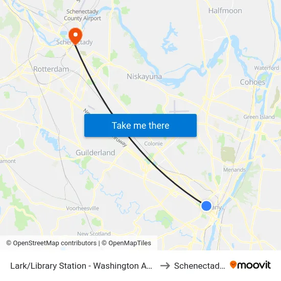 Lark/Library Station - Washington Ave & Lark St to Schenectady, NY map