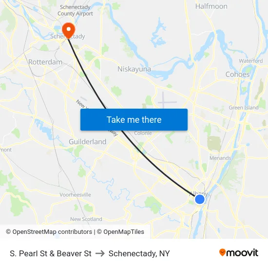 S. Pearl St & Beaver St to Schenectady, NY map