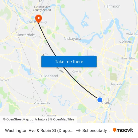 Washington Ave & Robin St (Draper Hall) to Schenectady, NY map